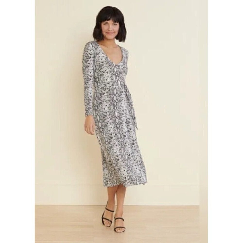 GOOD AMERICAN The Runaround Wrap Dress Python Snake Print Woman's Size 0 (XS)